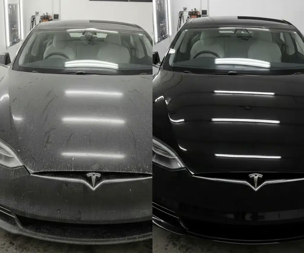 Before and after: Tesla Model S exterior detail